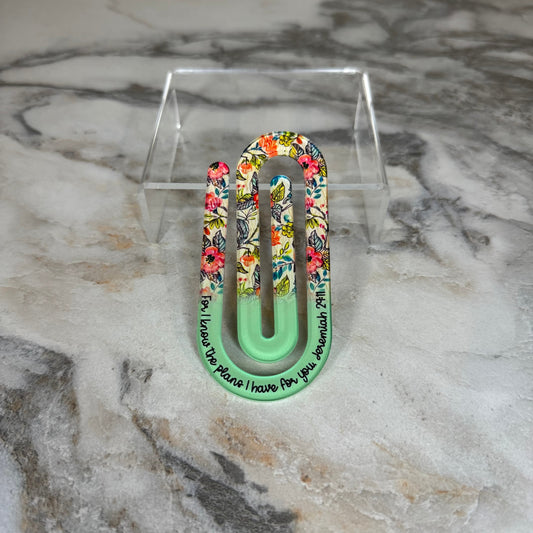 Jumbo Paperclip - Mint Religious Floral