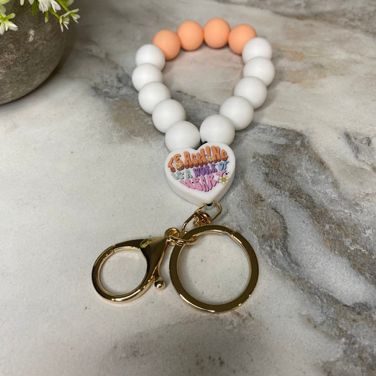 Silicone Bracelet Keychain - Teach - Orange Cream