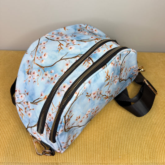 The Roni Nylon Crossbody - Ice Blue Cherry Blossom