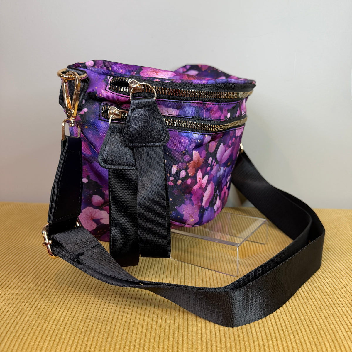 The Roni Nylon Crossbody - Purple Floral