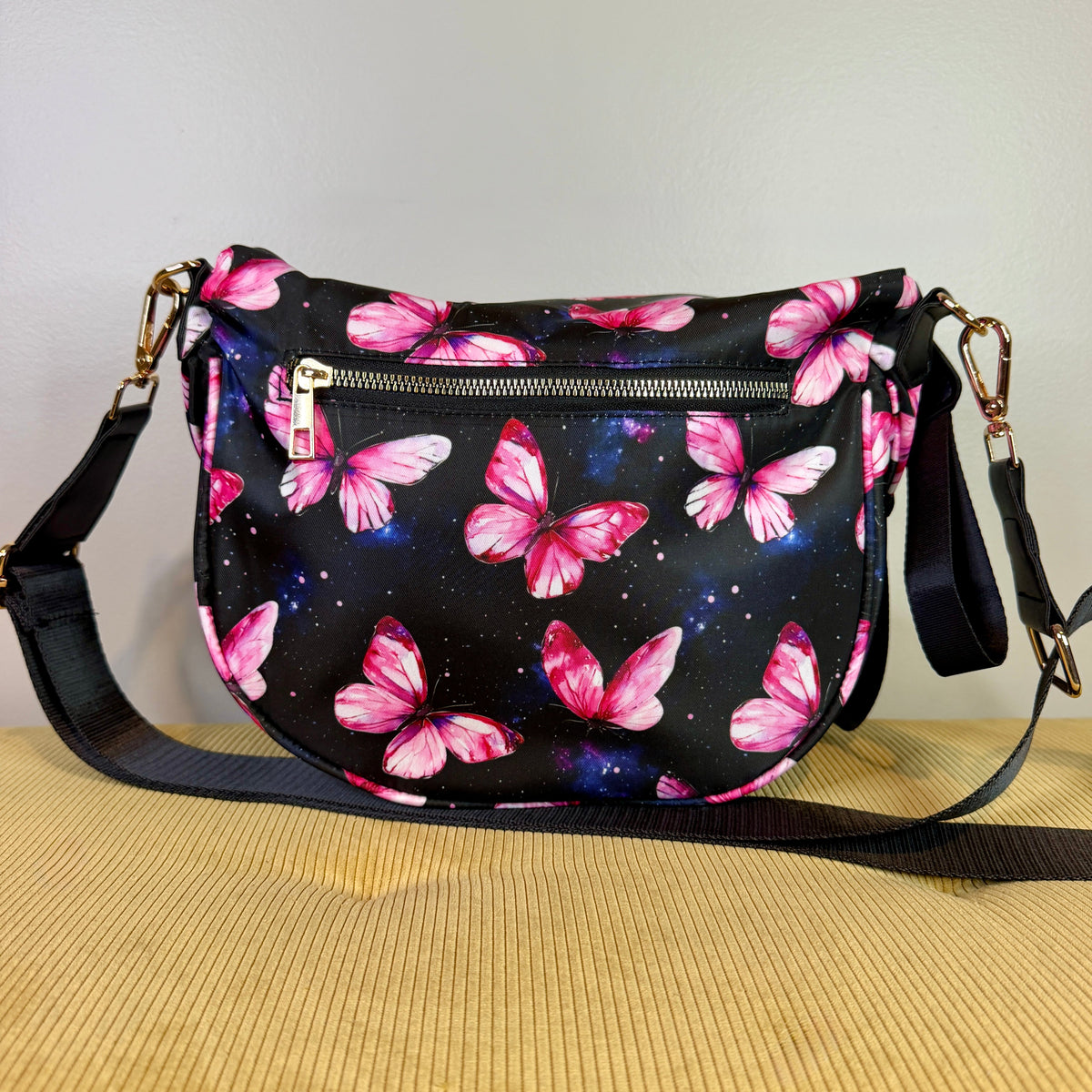 The Roni Nylon Crossbody - Butterfly Pink Galaxy