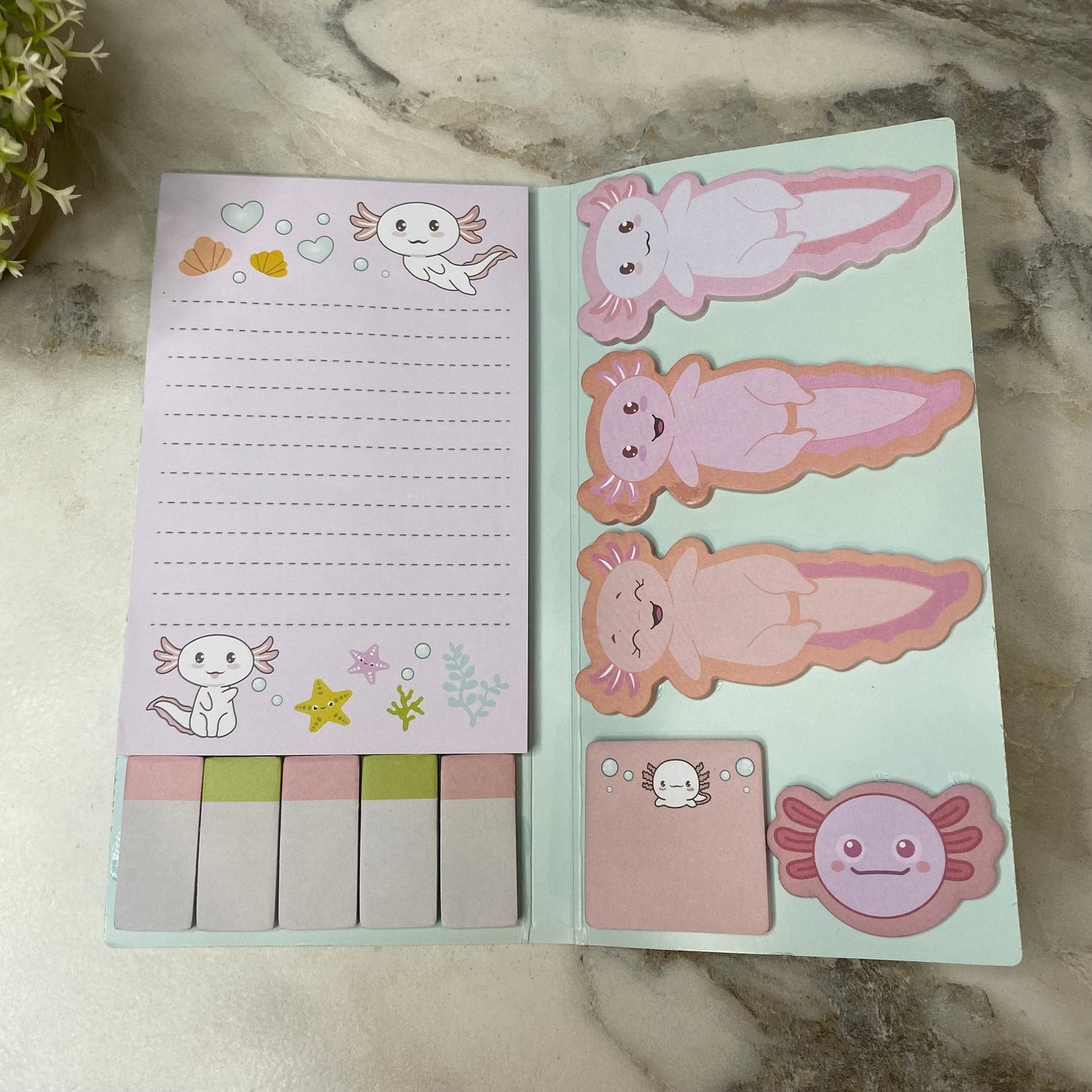 Sticky Note Booklet Set - Axolotl