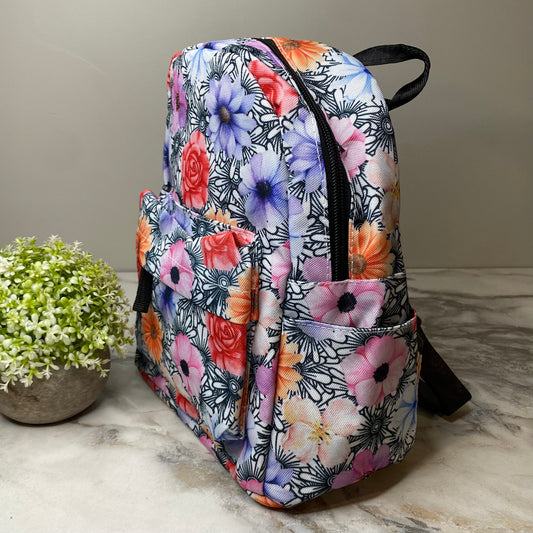 Mini Backpack - Floral Black & White