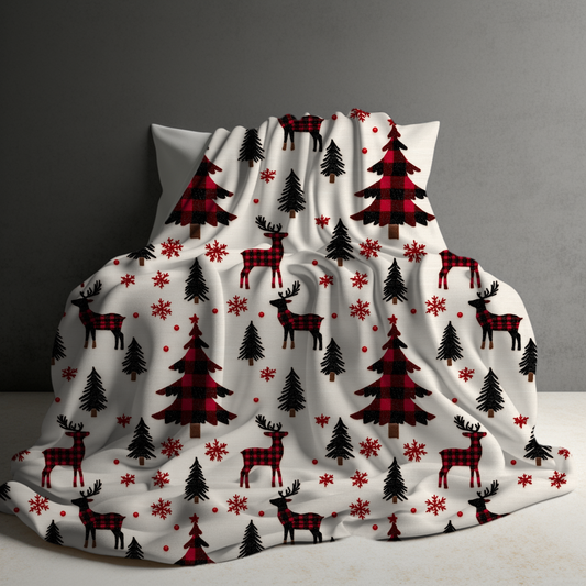 Blanket Christmas - Plaid Deer Trees - PREORDER