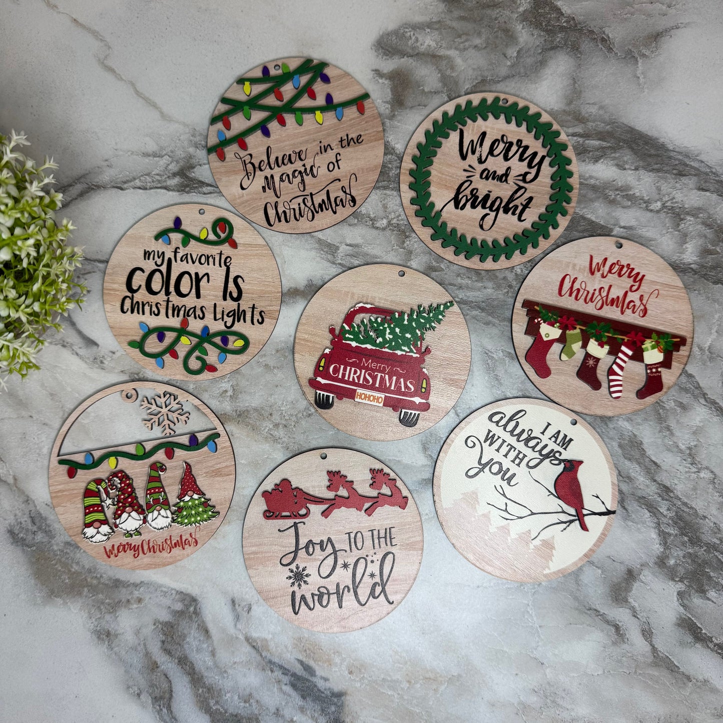 Wooden Christmas Ornament - Round