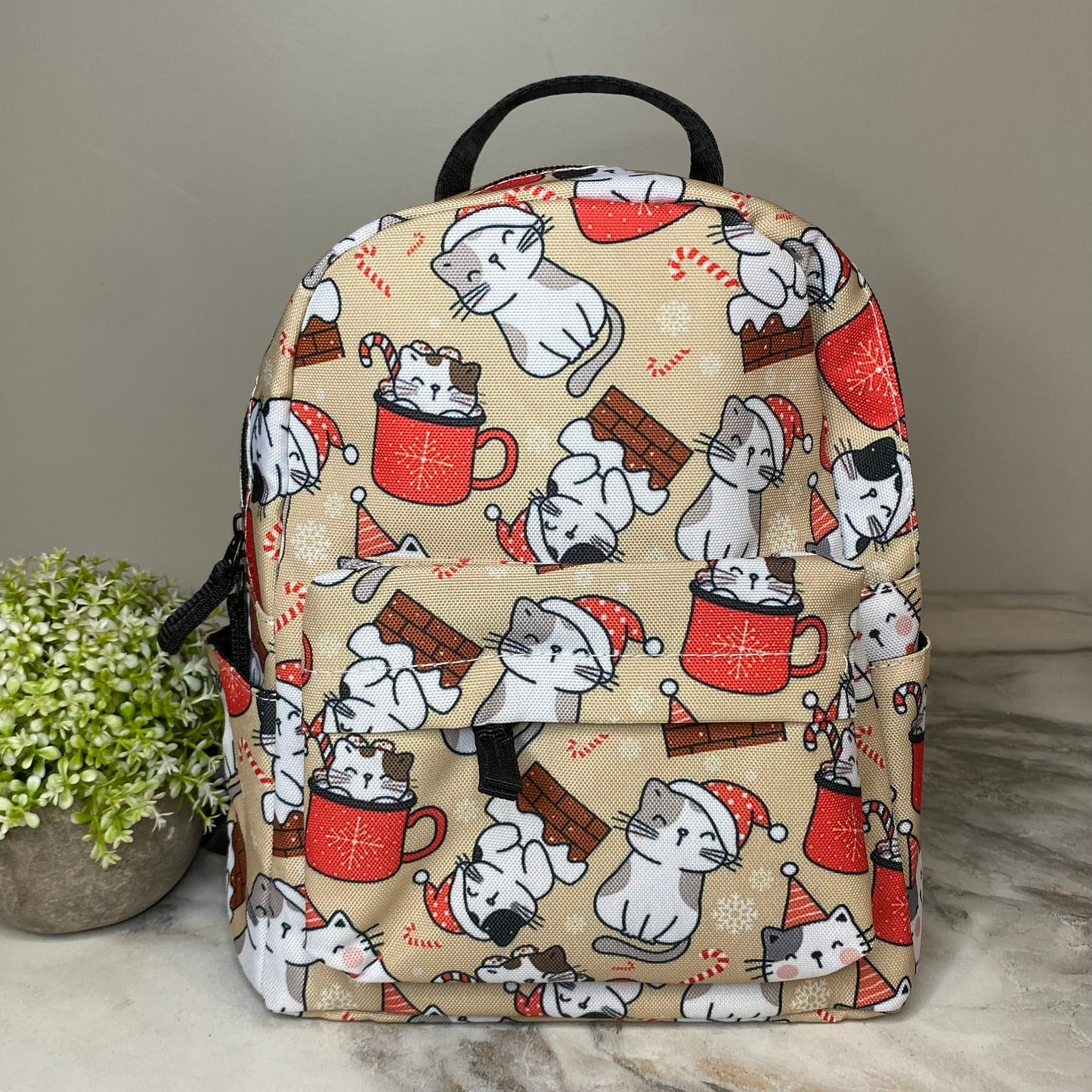 Mini Backpack - Cat Christmas