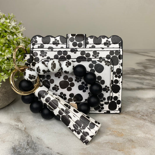 Silicone Bracelet Keychain with Scalloped Card Holder