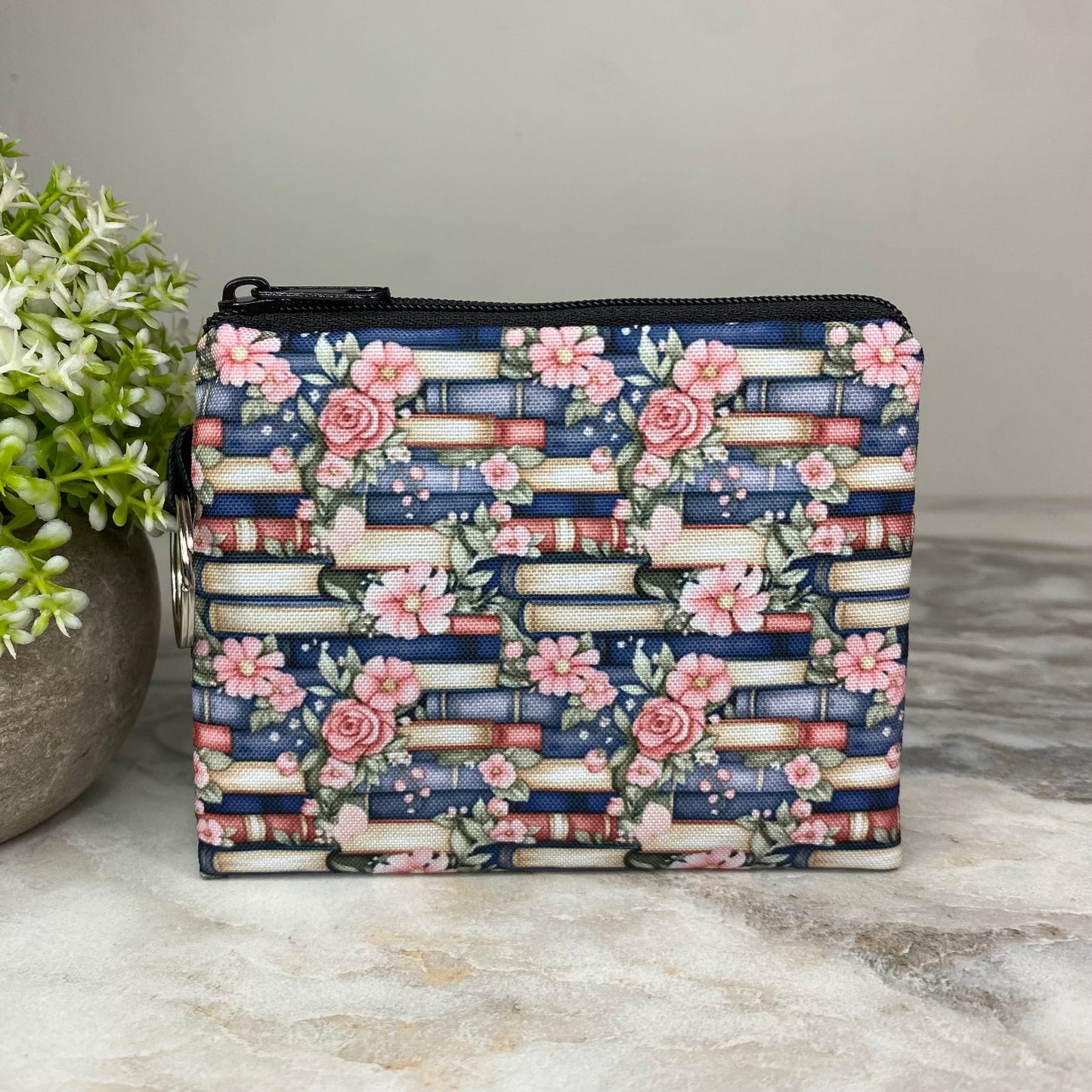 Mini Pouch - Books All Over Navy Floral
