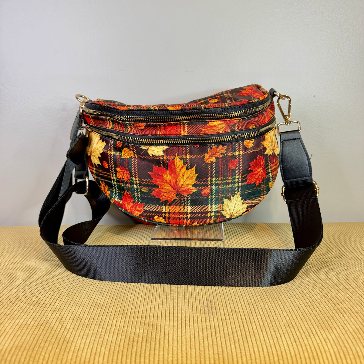 The Roni Nylon Crossbody - Fall Plaid Leaves
