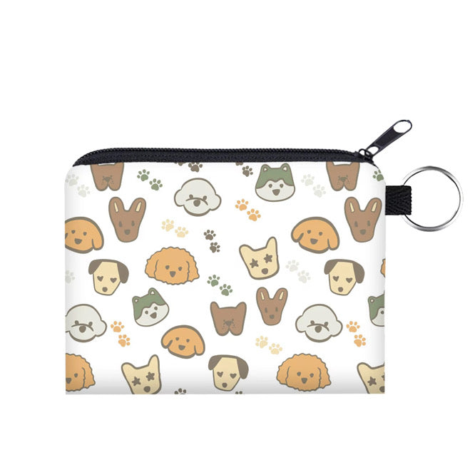 Mini Pouch - Dog, Paw Prints & Dog Faces