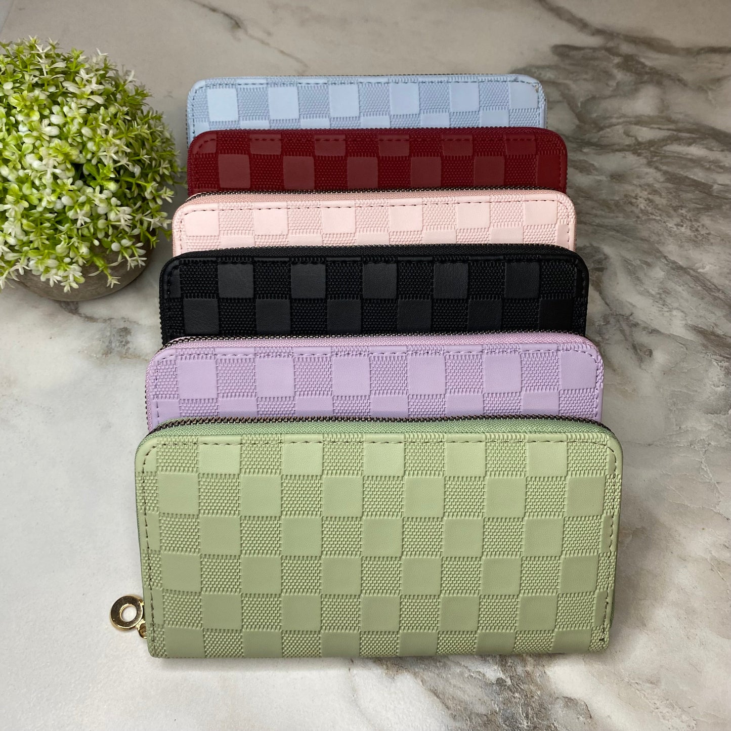 Wallet - Faux Leather - Checkered