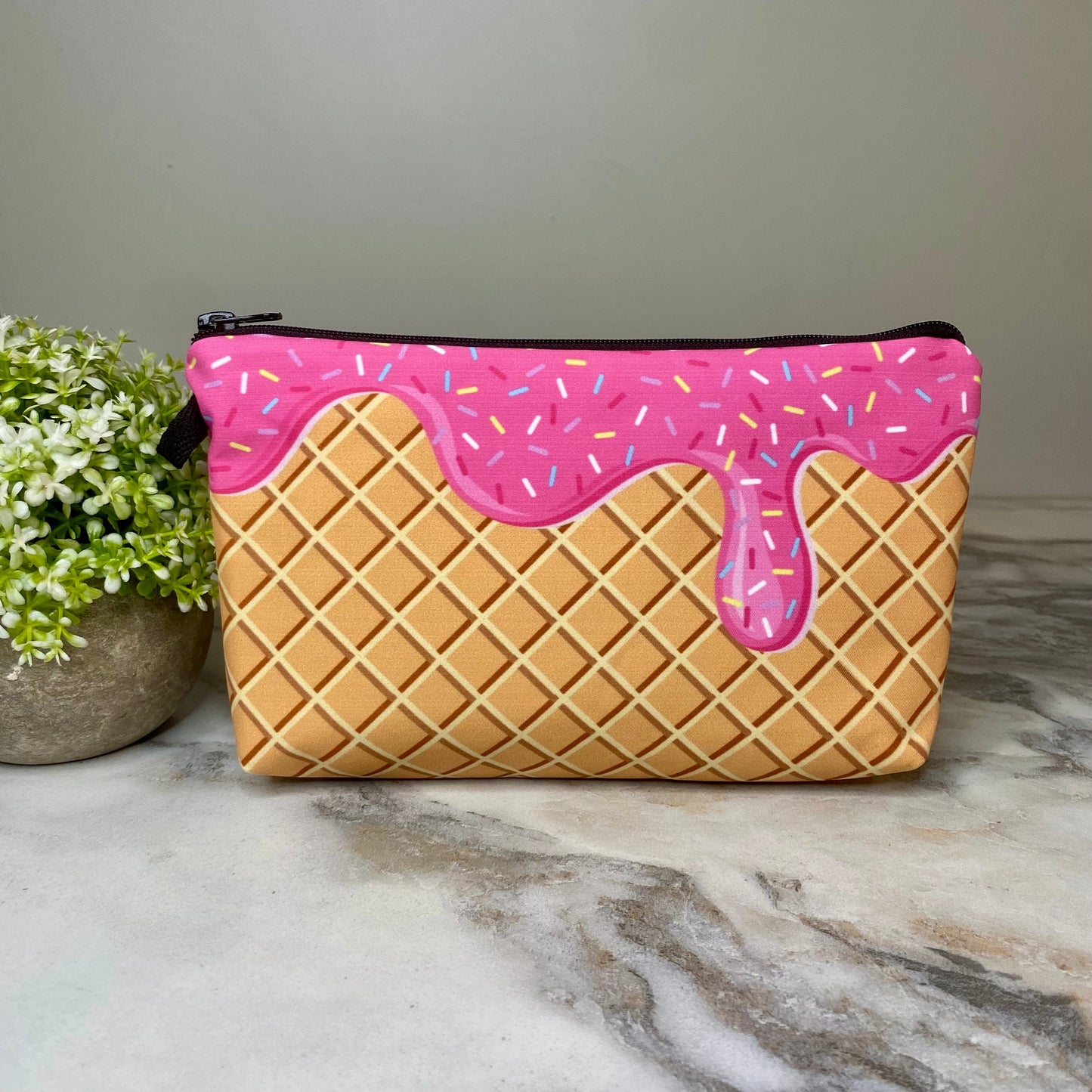 Pouch - Ice Cream Cone Hot Pink