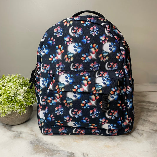Mini Backpack - Dog Paw Galaxy Moon
