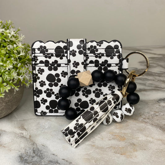 Silicone Bracelet Keychain with Scalloped Card Holder