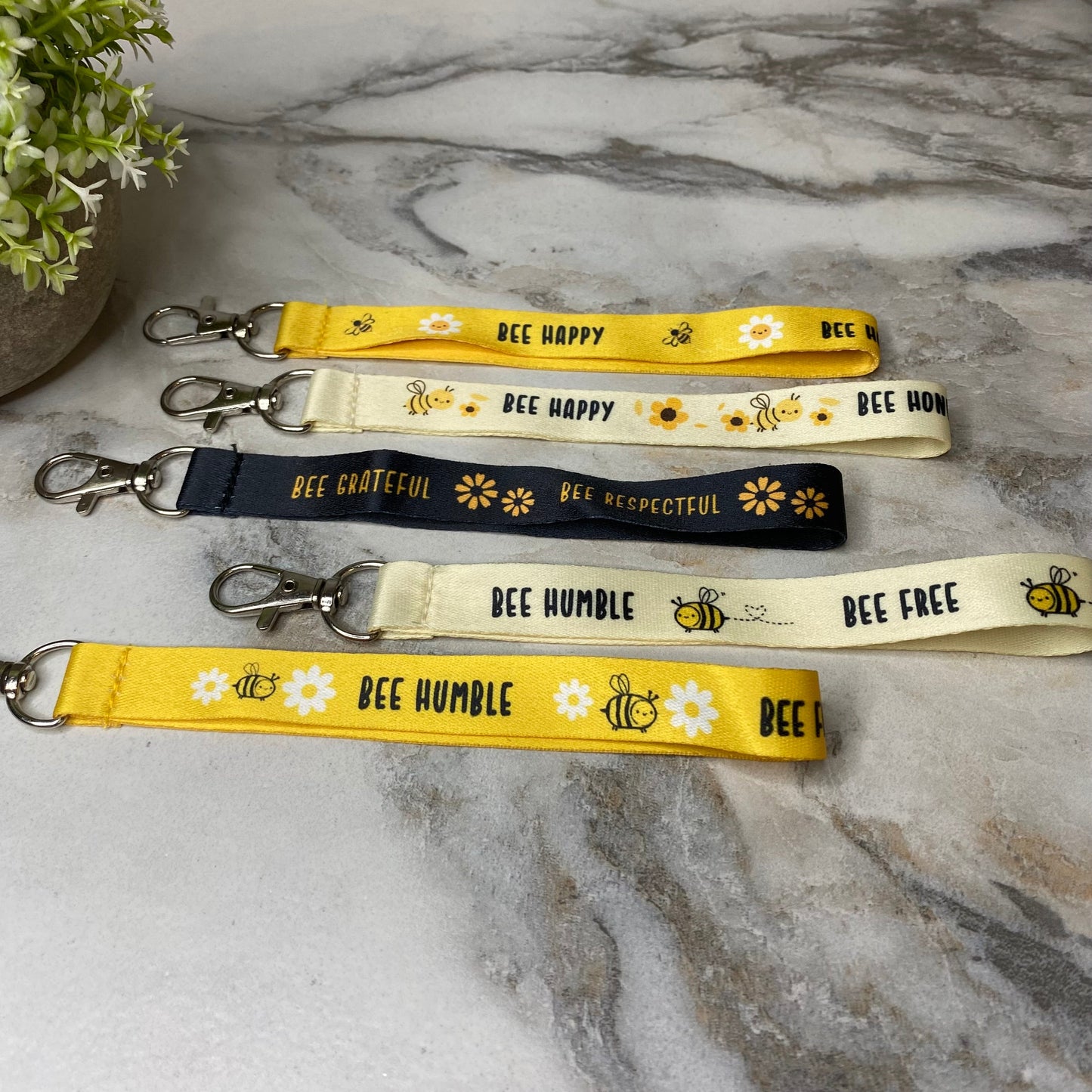 Wrist Lanyard with Keychain Clasp - Bee
