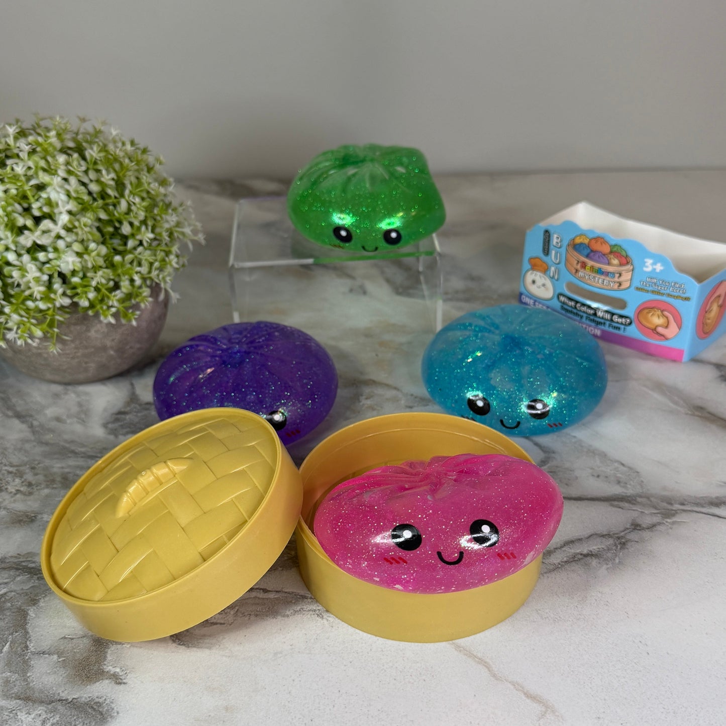 Squishy Toy - Viral Dumpling, Slow Rise Glitter - Blue