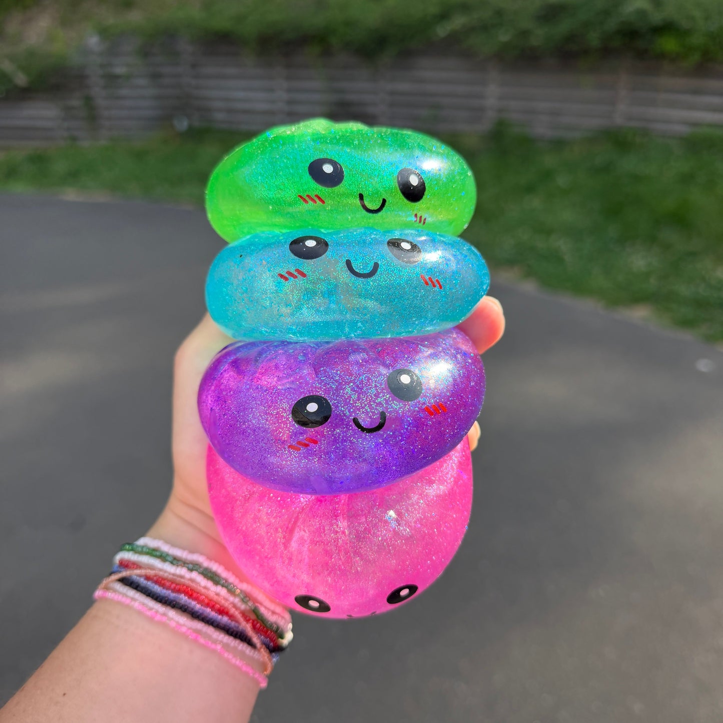 Squishy Toy - Viral Dumpling, Slow Rise Glitter - Blue