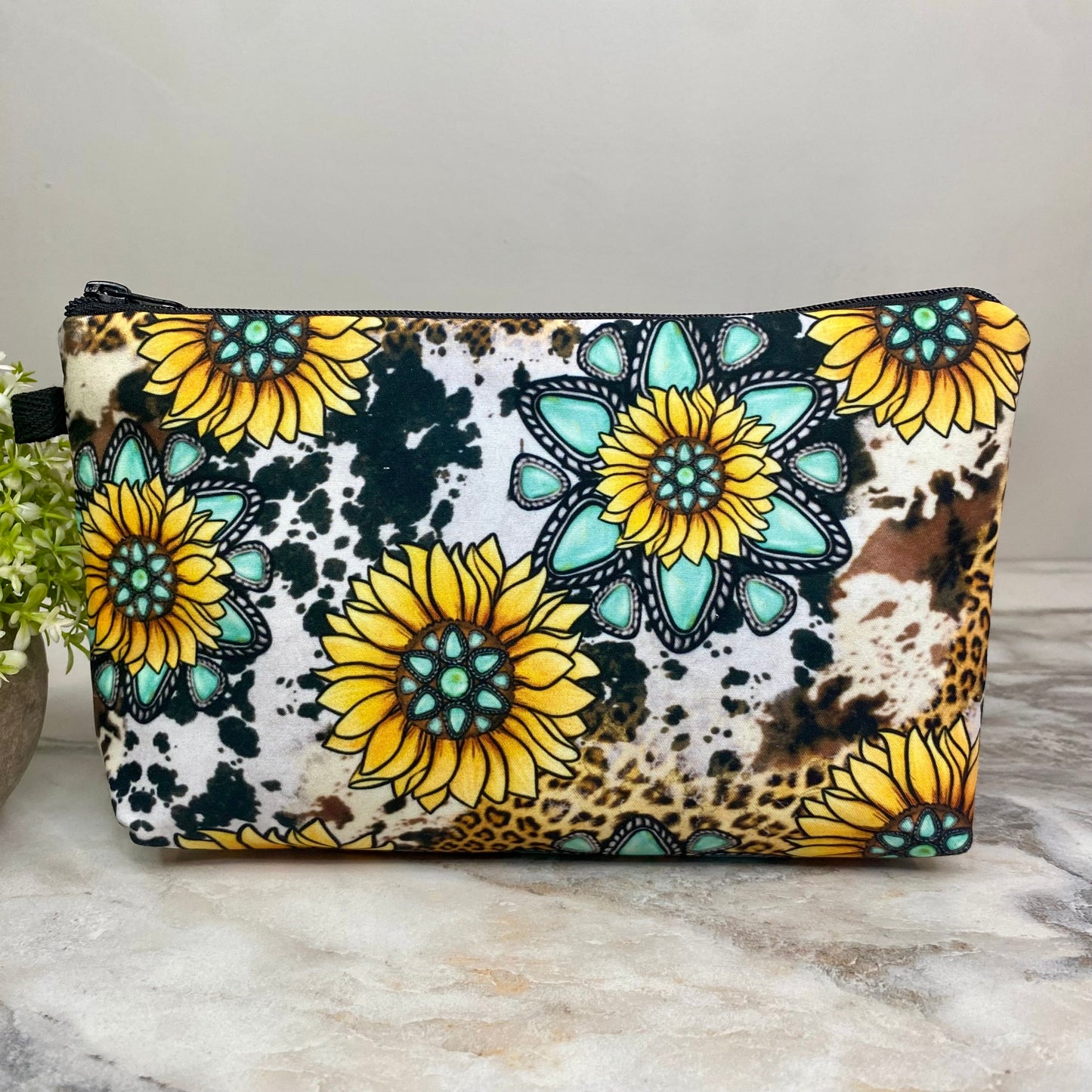 Pouch - Sunflower, Turquoise Sunflower