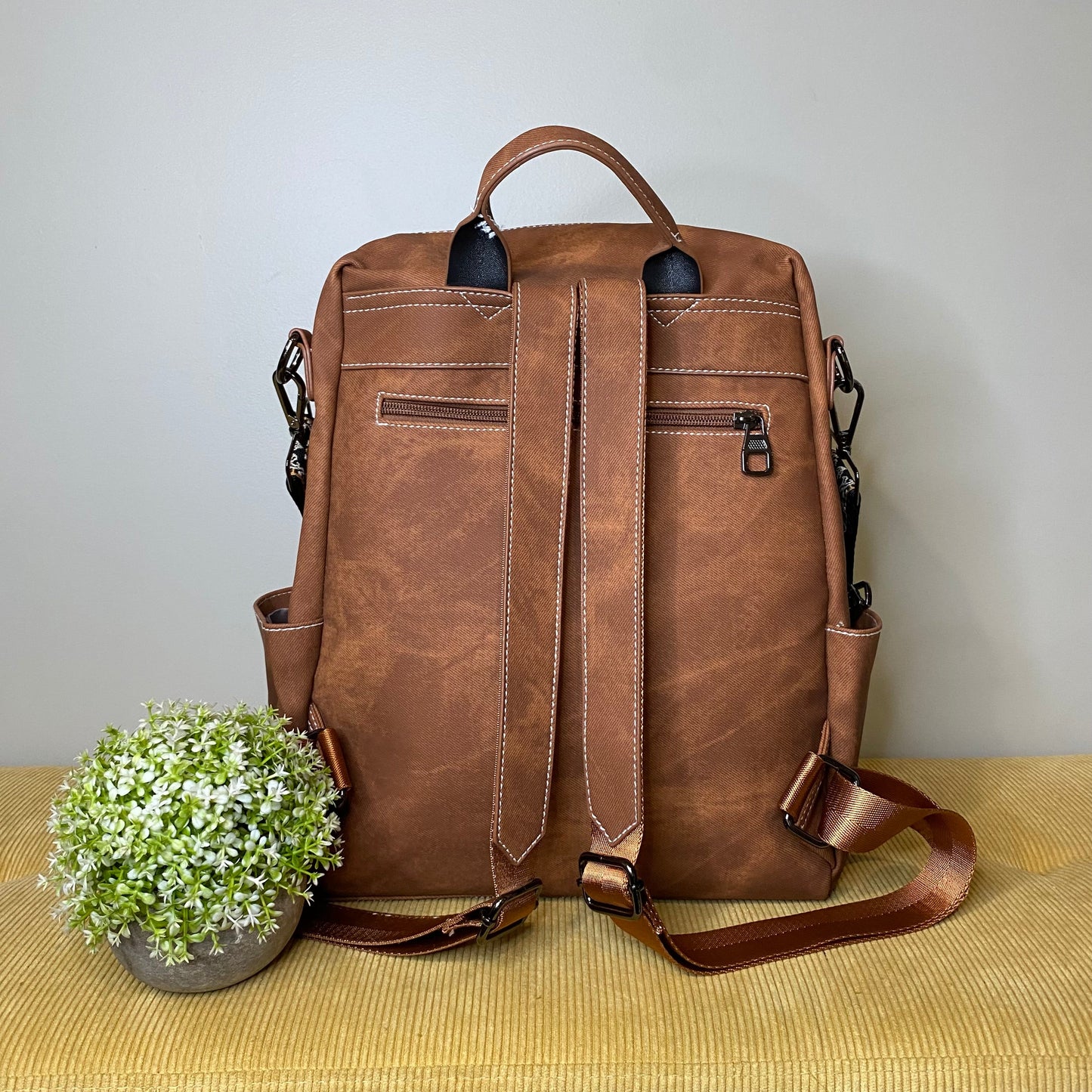 Denim Suede Brooke Backpack + Pouch