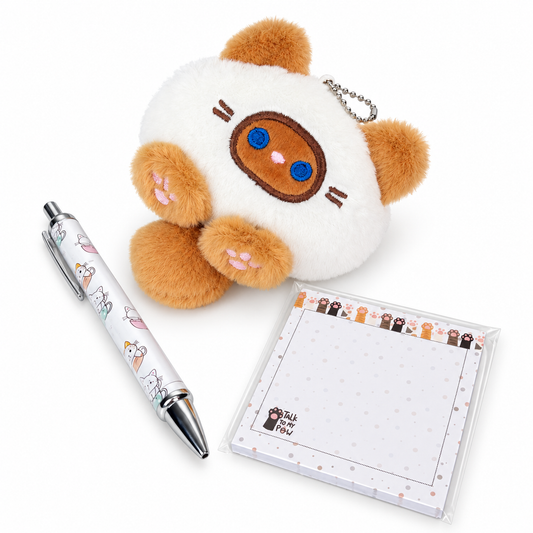 Bundled Set - Cat Pom, Sticky, & Pen