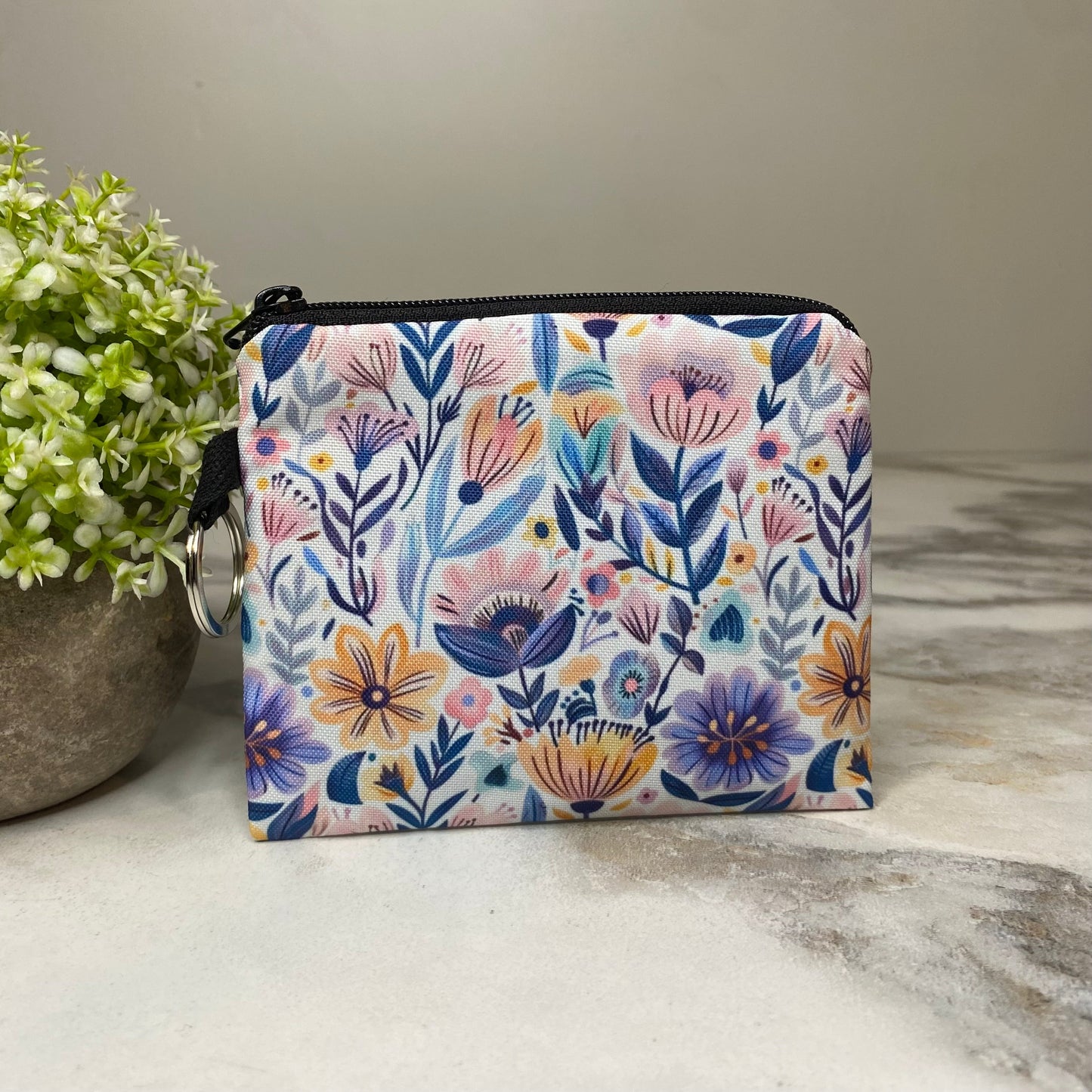 Mini Pouch - Purple Blue Yellow Floral