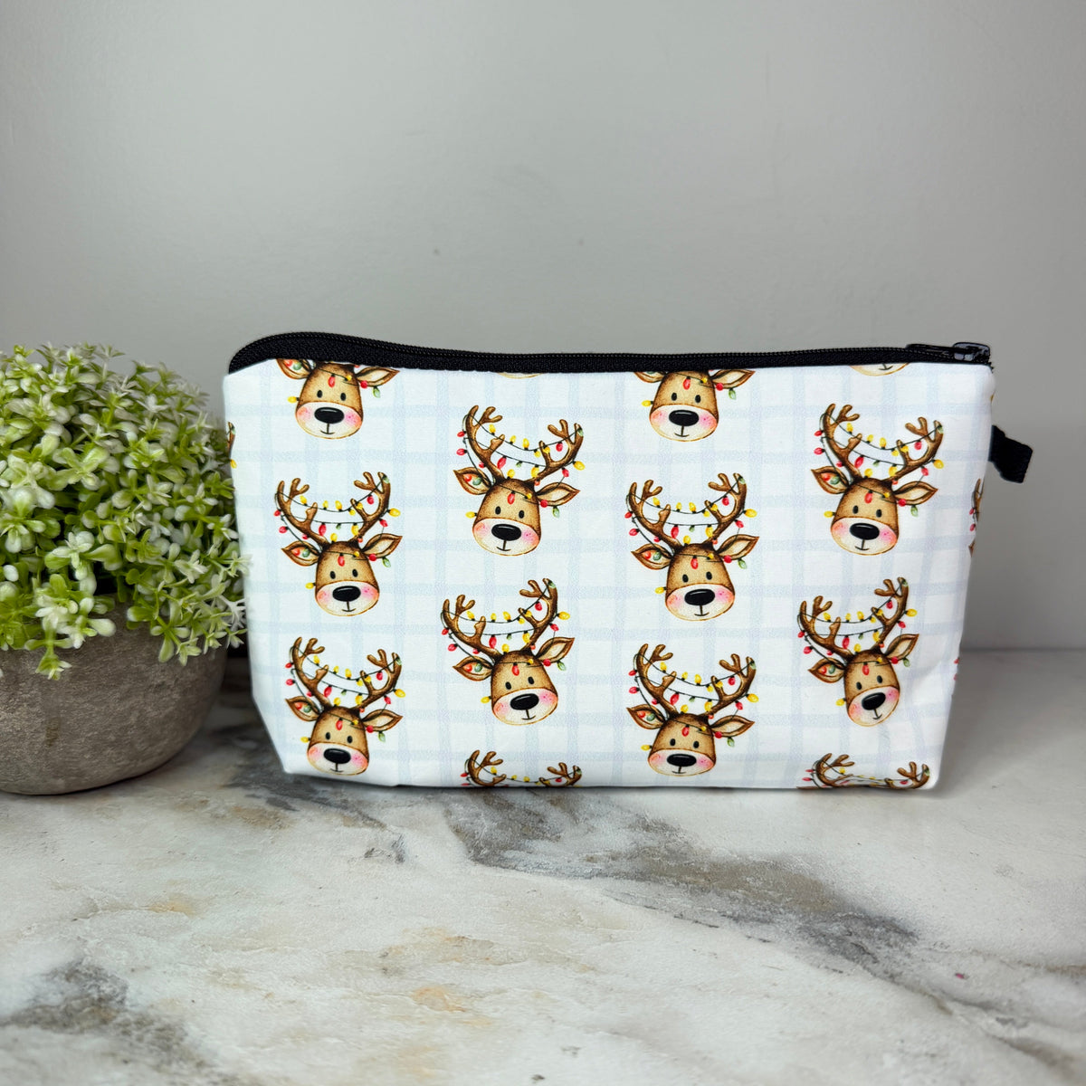 Pouch - Christmas - Reindeer Lights Plaid