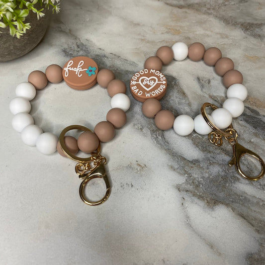 Silicone Bracelet Keychain - Mom Adult Fuck - Beige
