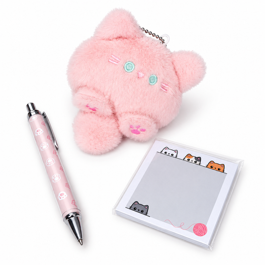Bundled Set - Cat Pom, Sticky, & Pen