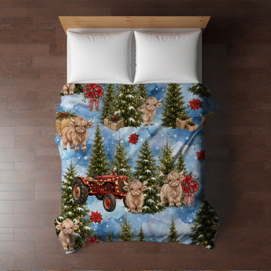 Blanket Christmas - Farm Tree Highland Cow - PREORDER