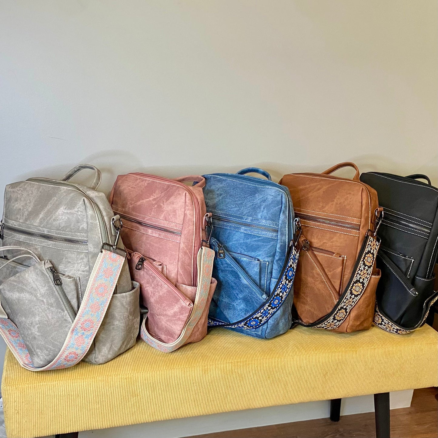Denim Suede Brooke Backpack + Pouch
