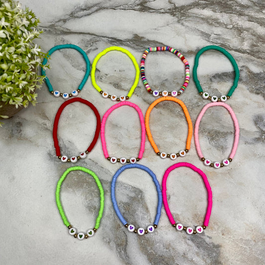 Bracelet - Clay + Bead - Hearts