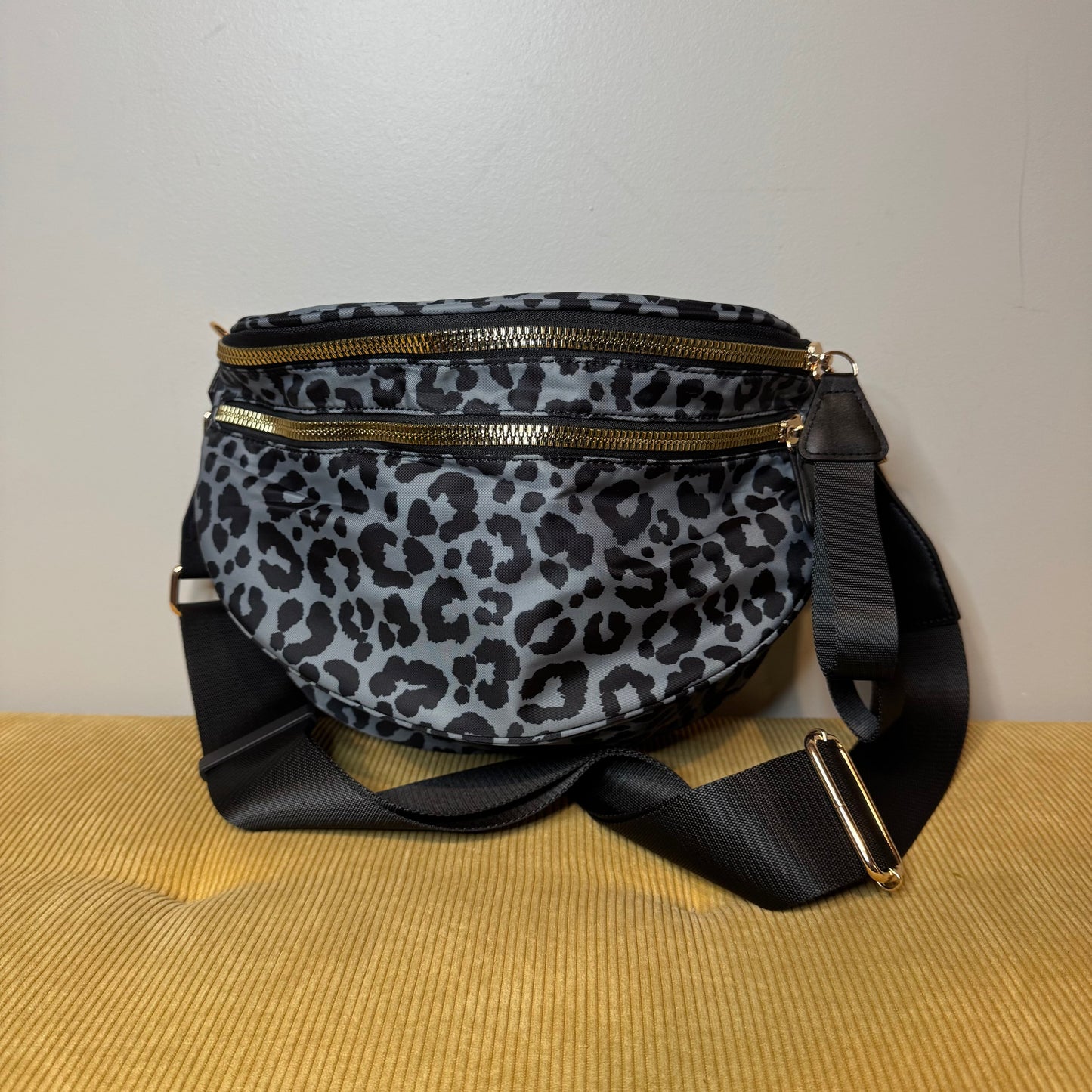 The Roni Nylon Crossbody - Animal Print Grey with Black - PREORDER