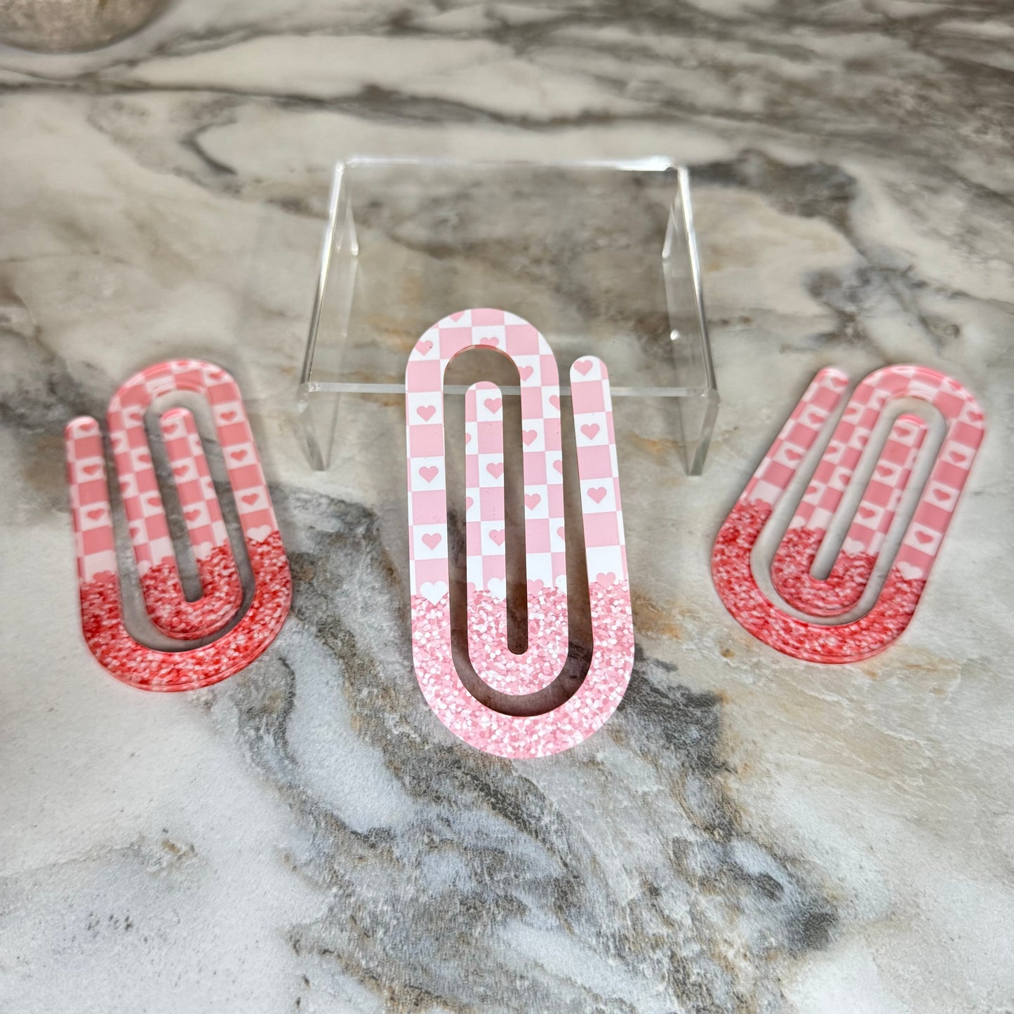 Jumbo Paperclip - Pink Glitter Hearts