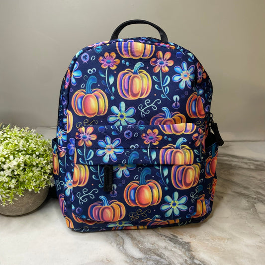 Mini Backpack - Halloween Fall - Glowing Pumpkins