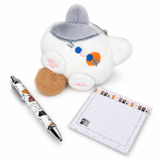 Bundled Set - Cat Pom, Sticky, & Pen