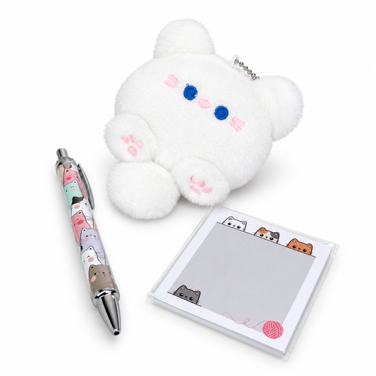 Bundled Set - Cat Pom, Sticky, & Pen