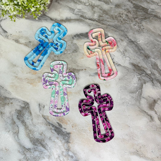 Jumbo Paperclip - Religious Floral Cross