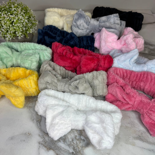 Headband Fuzzy with Bow - Solid