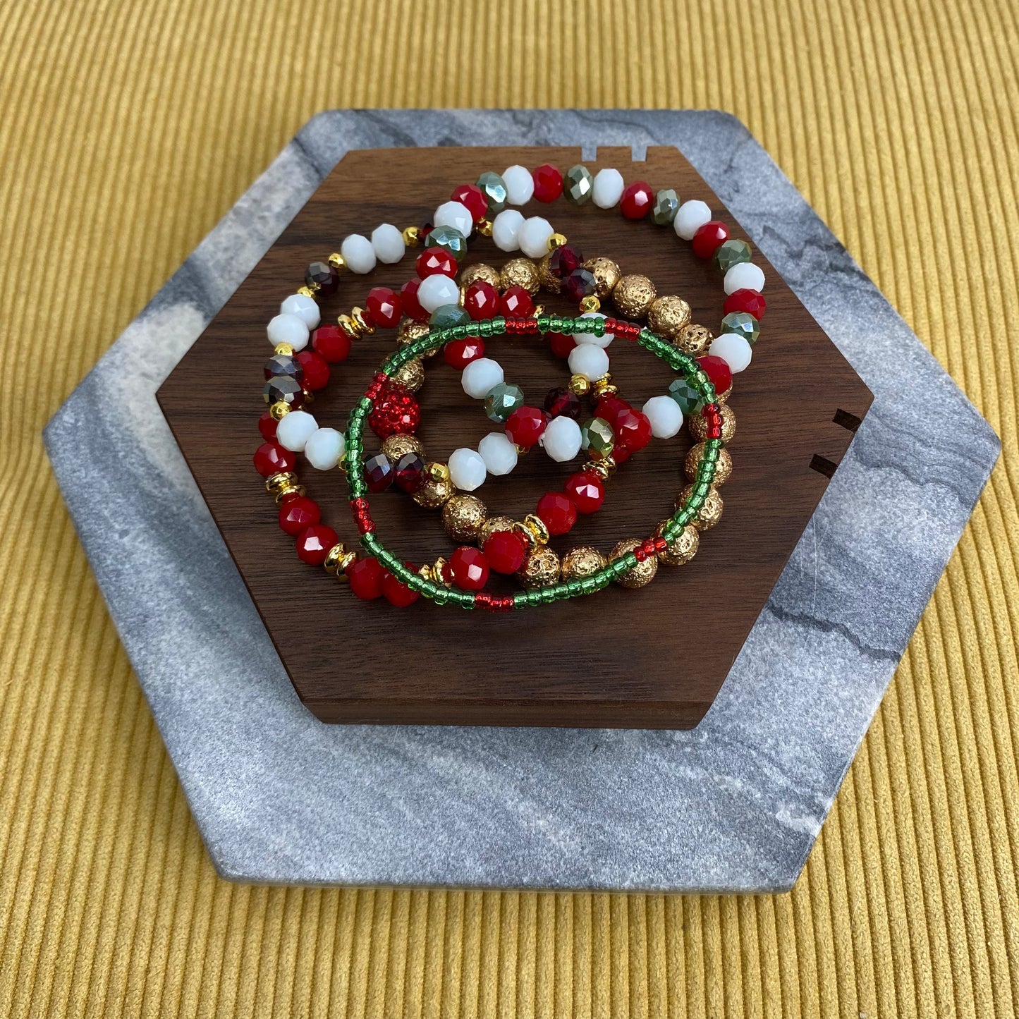 Bracelet Pack - Gold, Red, & Green Mini