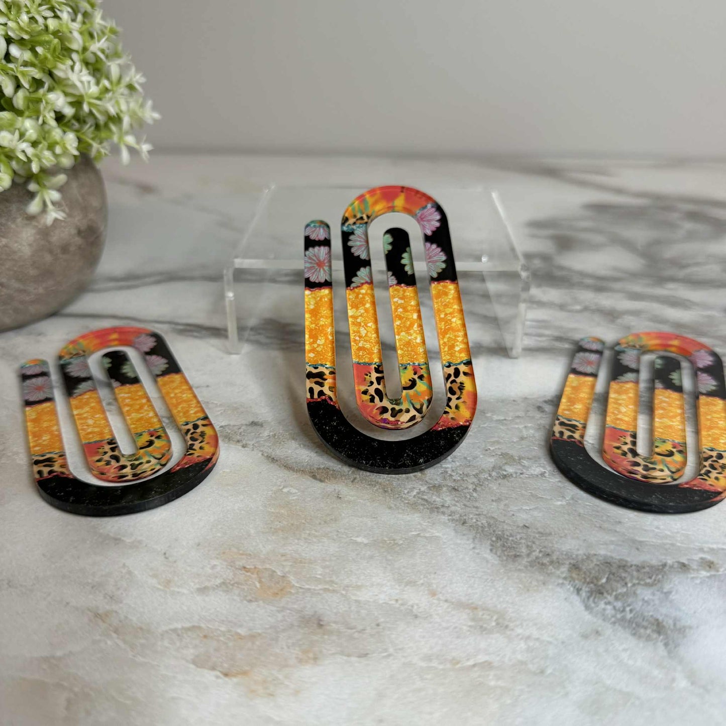 Jumbo Paperclip - Floral Animal Orange Black